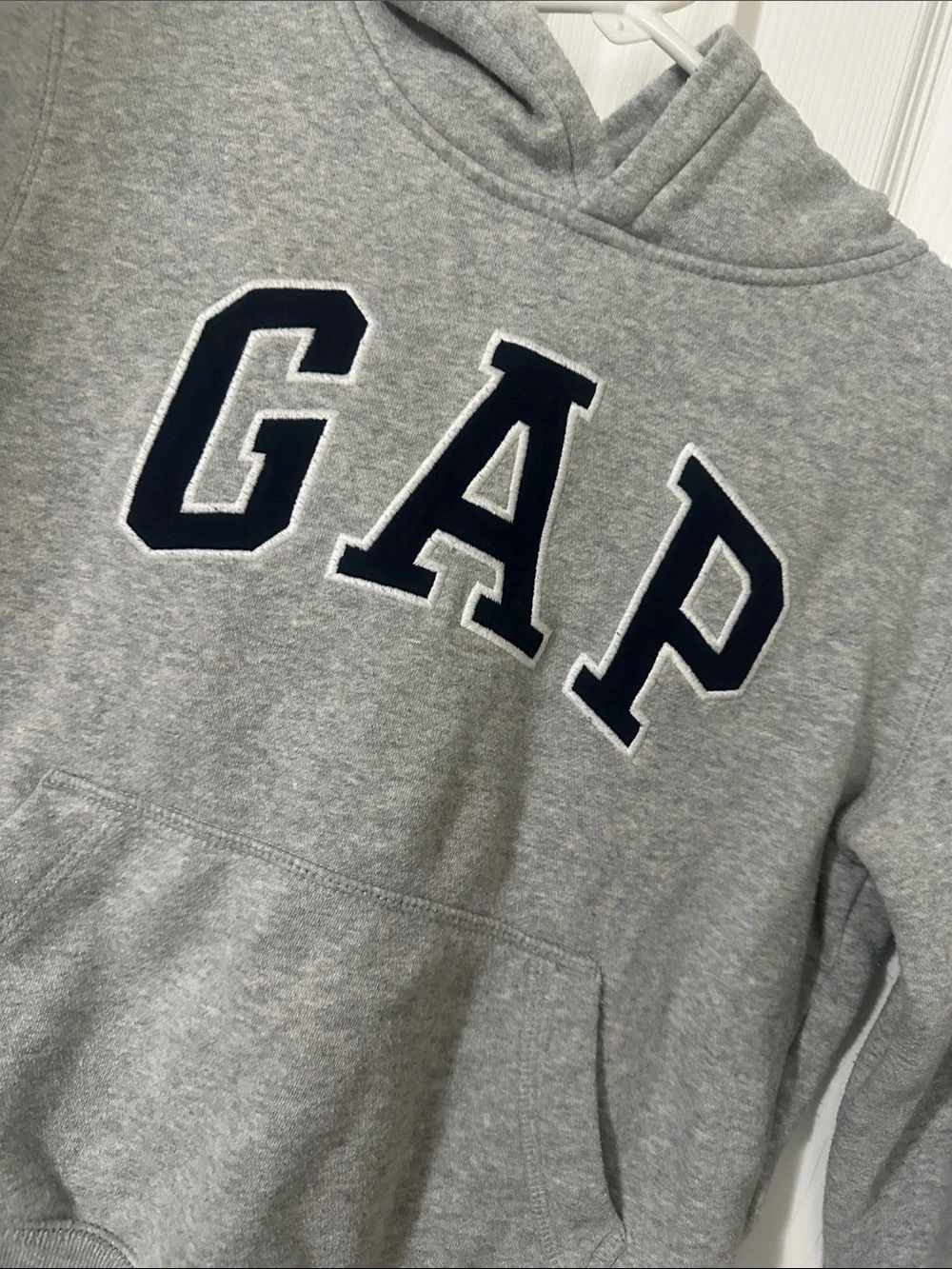 GAP Kids Heather Gray Hoodie with Navy Logo small